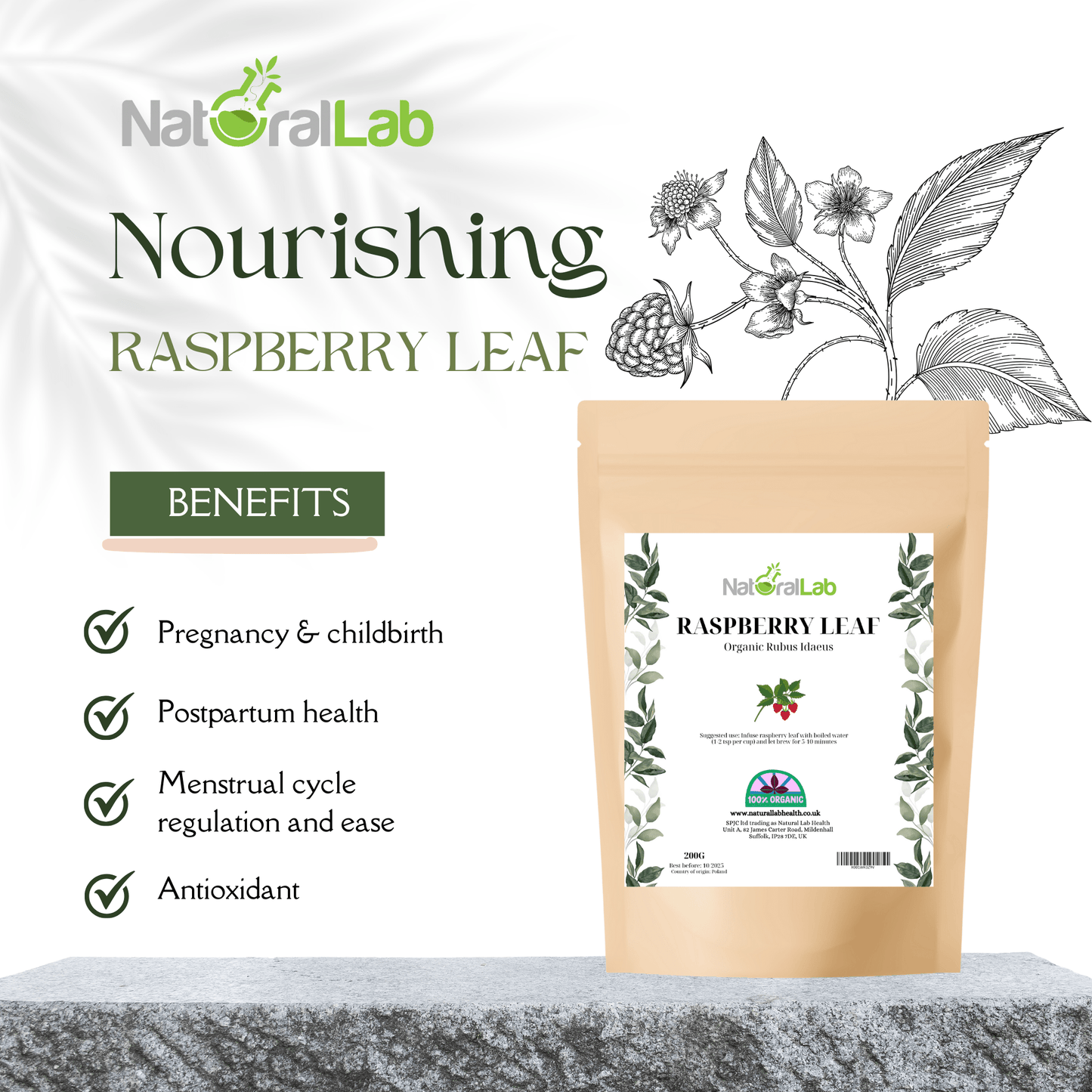 Organic Raspberry Leaf | Rubus Idaeus | Loose