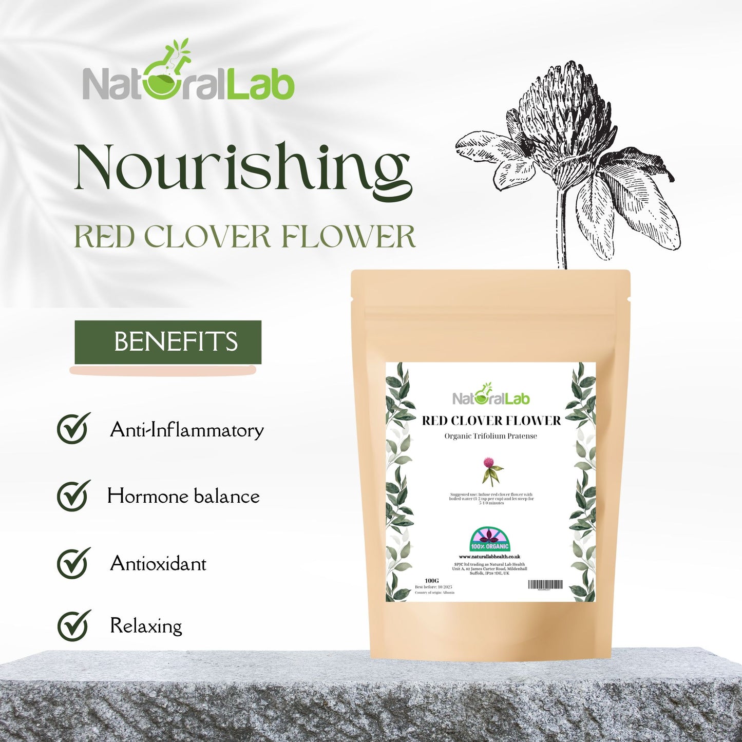 Organic Red Clover Flower | Trifolium pratense | Loose